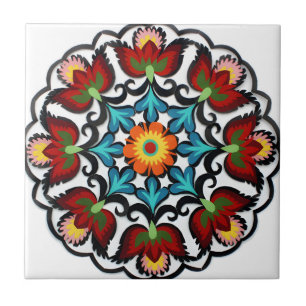 Carreau tuiles suédoises fleur rouge de style ancien