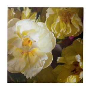 Carreau Tulipe élégante Fleur de Pivoine Jaune, Floral Lux