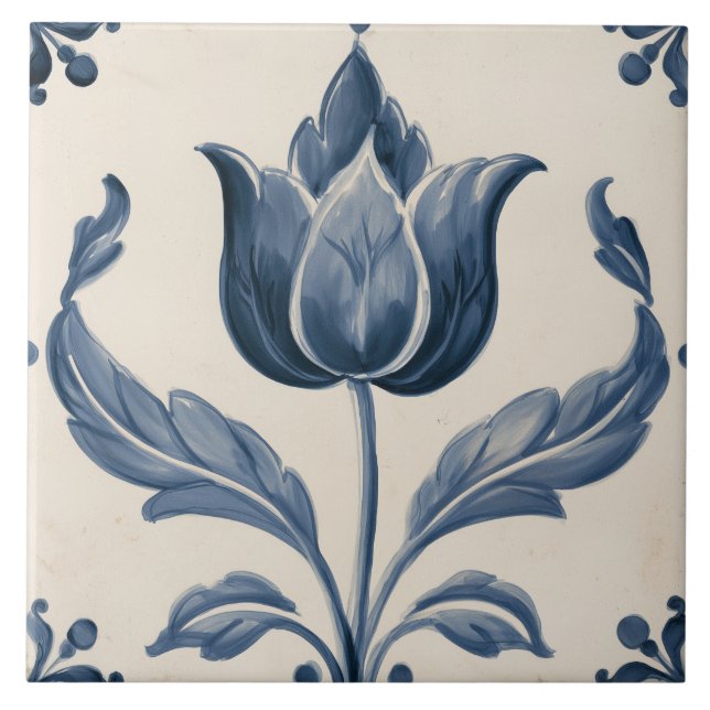 Carreau Tulipe Indigo Vintage (Devant)