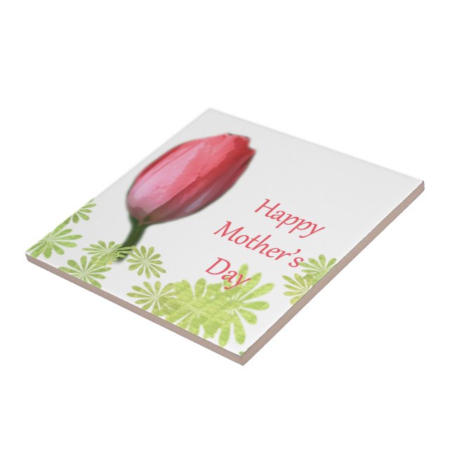 Carreau tulipe rouge, bonne fête des mères (Côté)