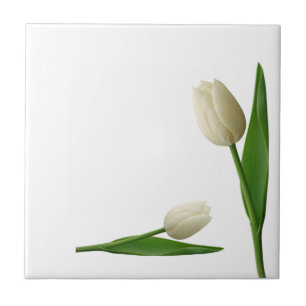 Carreau Tulipes blanches en céramique Florale
