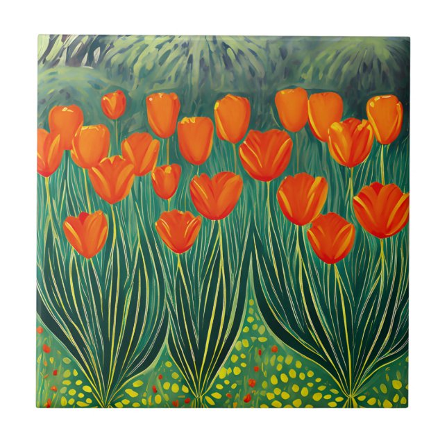 Carreau Tulipes d'art orange (Devant)