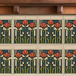 Carreau Tulipes du milieu du siècle Abstrait Symétrie Arti<br><div class="desc">Ce magnifique carrelage en céramique moderne du milieu du siècle est un hommage affectueux au mouvement des Arts et de l'Artisanat. Conçu de manière experte dans notre atelier de Barcelone, il présente des formes symétriques abstraites et imite le charme captivant des dalles de faux relief modernes du milieu du siècle....</div>