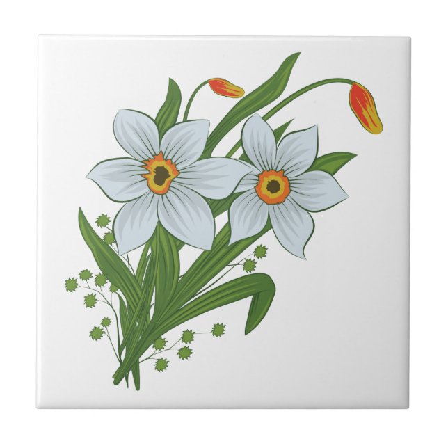 Carreau Tulipes et fleurs de jonquilles (Devant)