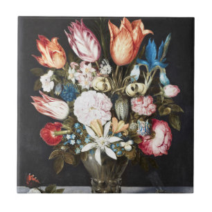 Carreau Tulipes et Roses hollandaises antiques de Bosschae