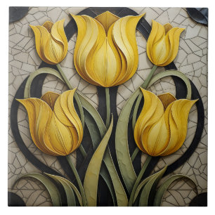 Carreau Tulipes Jaunes Art Nouveau Floral Nature inspirée