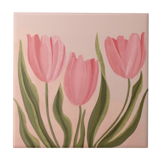 Carreau Tulipes Painteté Jolie Rose (Devant)