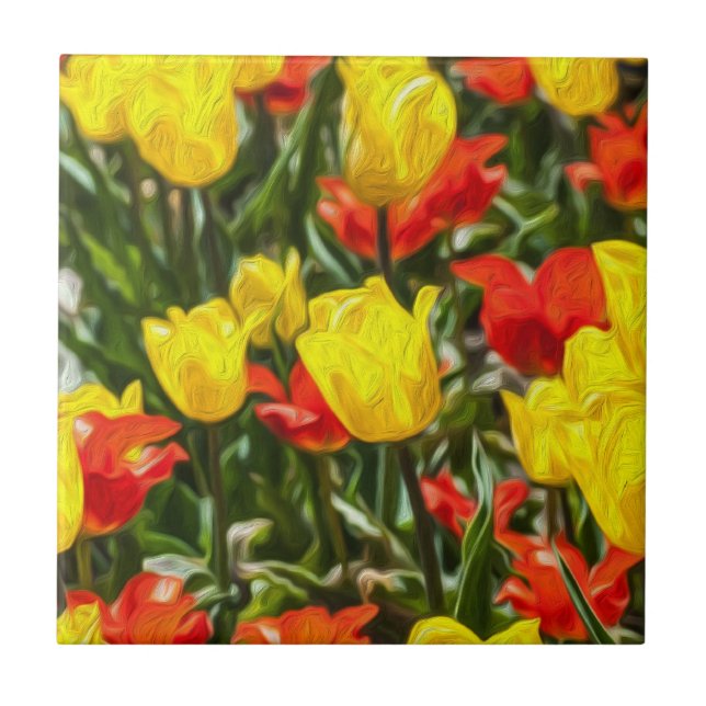 Carreau Tulipes rouges et jaunes (Devant)