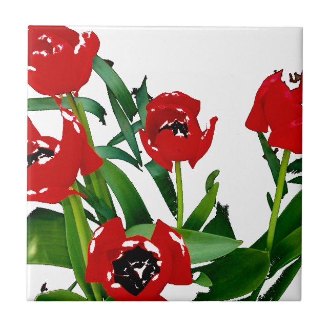 Carreau Tulipes rouges lumineuses (Devant)