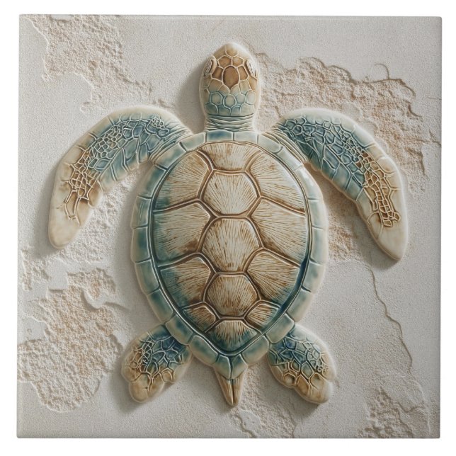 Carreau Turquoise and Sand Coastal Sea Turtle (Devant)