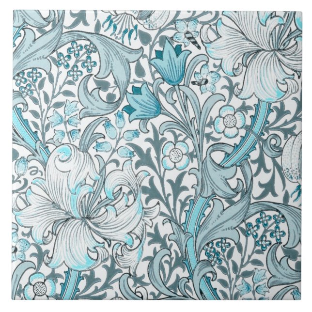 Carreau Turquoise art floral vintage nouveau (Devant)