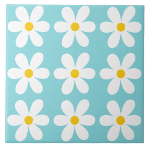 Carreau Turquoise bleu Retro Daisy motif floral