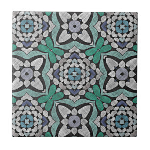 Carreau Turquoise bleu vert Turquoise Floral Ethnic Tribe