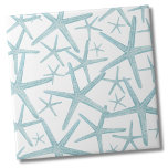 Carreau Turquoise Blue Nautical Beach Motif<br><div class="desc">Une plage turquoise et , mignonne et tendance, motif avec étoiles de mer. Que vous souhaitiez utiliser ce carrelage comme petit dessous de verre ou trivet pour boire un verre ou une assiette... ou que vous vouliez aller grand avec un fond de cuisine, ou carrelage de salle de bain, c'est...</div>