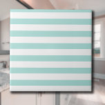 Carreau Turquoise clair et blanc Large Horizontal rayé<br><div class="desc">Turquoise clair et Blanc Large Horizontal rayé.</div>