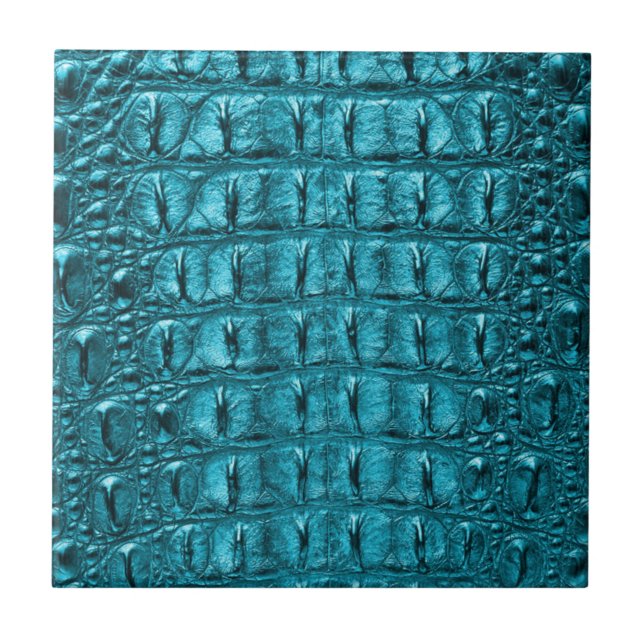 Carreau turquoise empreinte d'alligator bleu bleu d'aqua t (Devant)