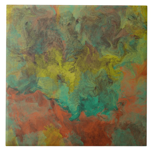 Carreau Turquoise et cuivre avec accents or (Devant)