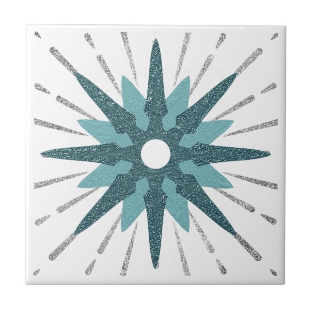 Carreau Turquoise et étoile argentée (Devant)
