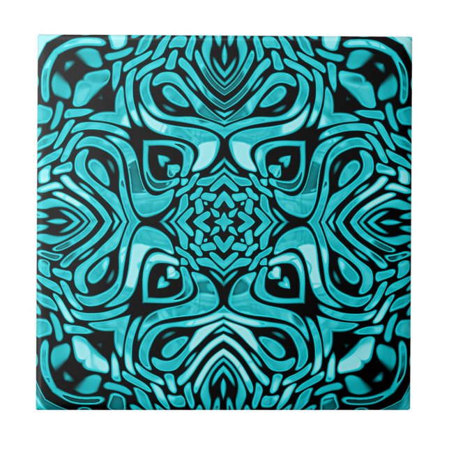 Carreau Turquoise foncé Turquoise Bleu Vert Ethnic Tribe A (Devant)