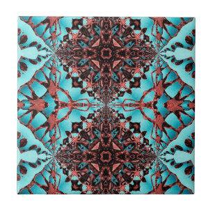 Carreau Turquoise Fractale Star Blast
