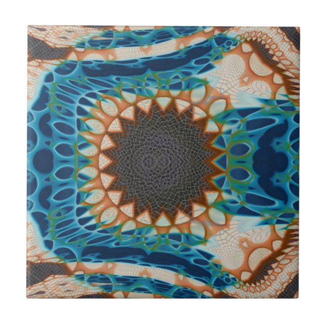 Carreau Turquoise Gold Sun Southwestern Art (Devant)