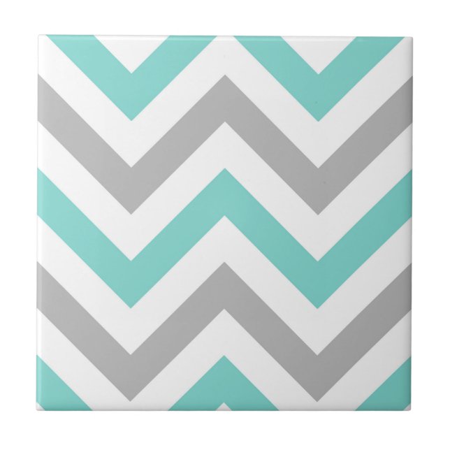 Carreau Turquoise, Gray, Wht Large Chevron Zig Zag (Devant)