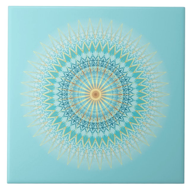 Carreau Turquoise Or Bohème Mandala (Devant)