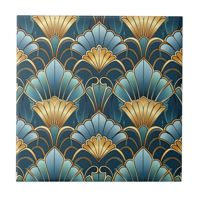 Carreau Turquoise or vintage art déco motif (Devant)