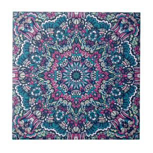 Carreau Turquoise, rose, vert et marine Vibrant Boho Manda