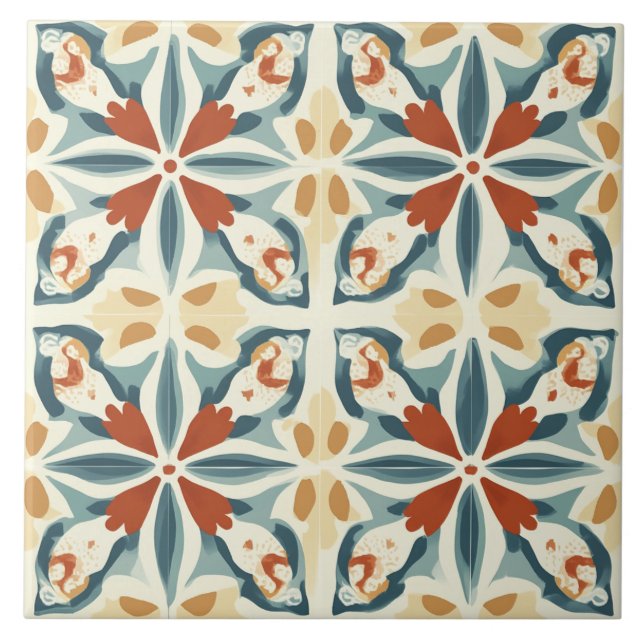 Carreau Turquoise, Rust and Yellow (Devant)