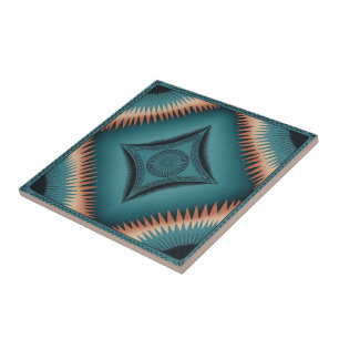 Carreau Turquoise Sunburst de Navajo Peach