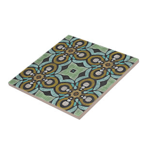 Carreau Turquoise Turquoise Bleu Vert ocre Ethnic Tribe Ar