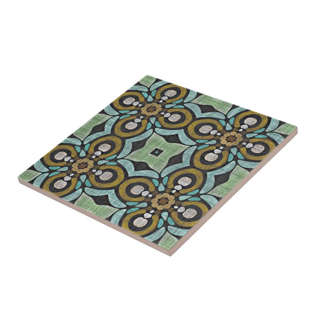 Carreau Turquoise Turquoise Bleu Vert ocre Ethnic Tribe Ar (Côté)