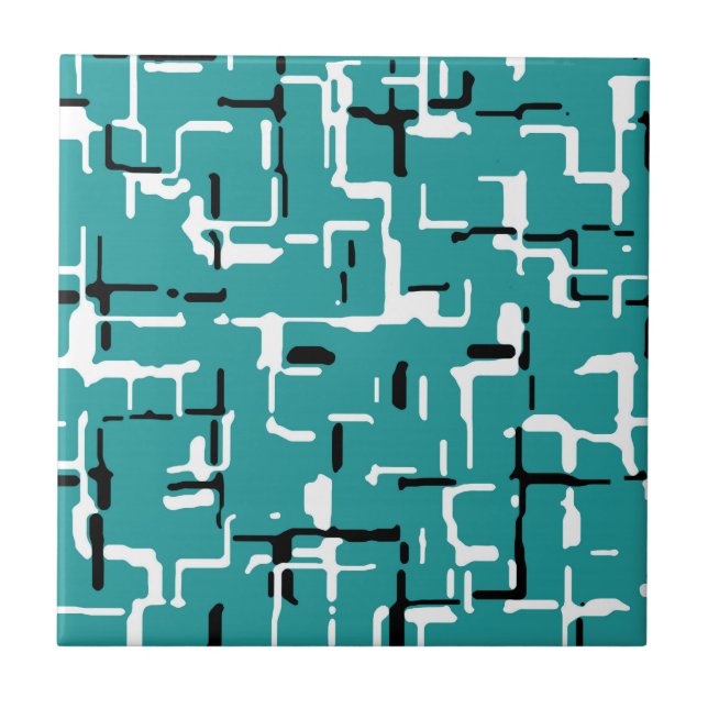 Carreau Turquoise vert noir blanc Motif moderne (Devant)