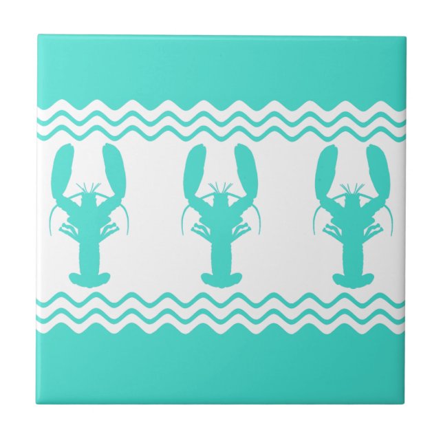 Carreau Turquoise White Coastal Lobster Stripes (Devant)
