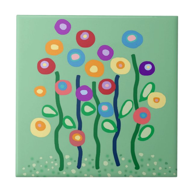 Carreau Tutuile à fleurs Art nouveau (Devant)