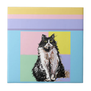 Carreau Tuxedo Chat Pastel Couleurs Rose Girls Nom