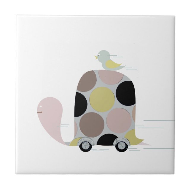 Carreau Tweeter sur un Dessous de verre en pierre de tortu (Devant)