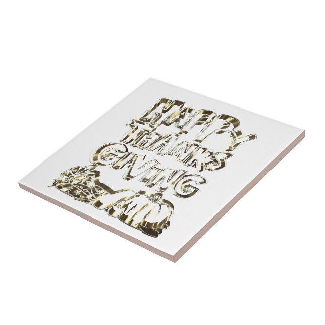 Carreau Typographie bon thanksgiving Citrouille de récolte (Côté)