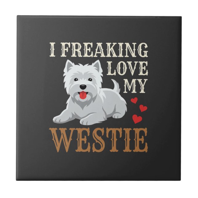 Carreau Typographie de l'amour du chien Westie (Devant)