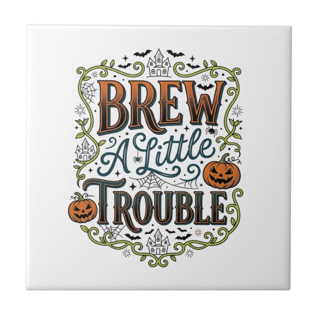 Carreau Typographie de sorcière d'Halloween Brasse Un Peu  (Devant)