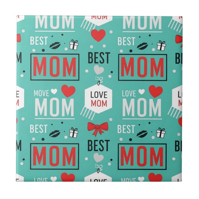 Carreau Typographie maman turquoise moderne motif pop (Devant)