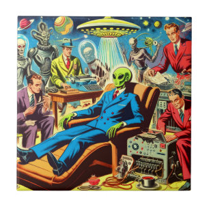 Carreau Ufo Alien Sci-fi Retro Comics