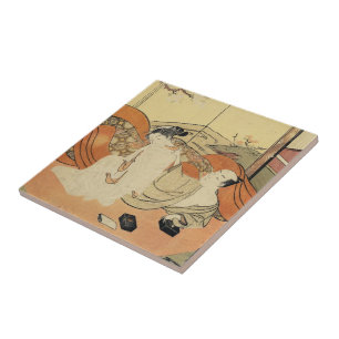 Carreau ukiyo-e oiran japonais vintage classique