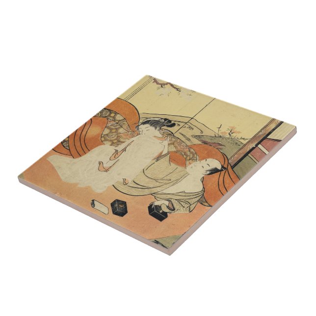 Carreau ukiyo-e oiran japonais vintage classique (Côté)
