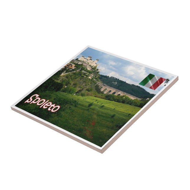 Carreau UMB010 SPOLETO, Panorama, Ombrie, Italie, (Côté)