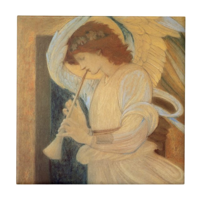 Carreau Un ange jouant du flageolet par Burne Jones (Devant)