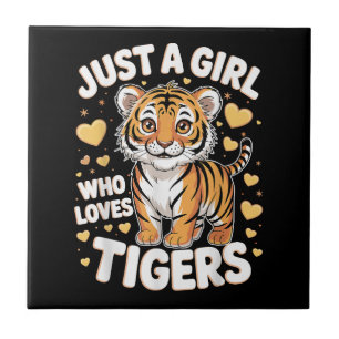 Carreau Un animal de tigre mignon juste une fille qui aime