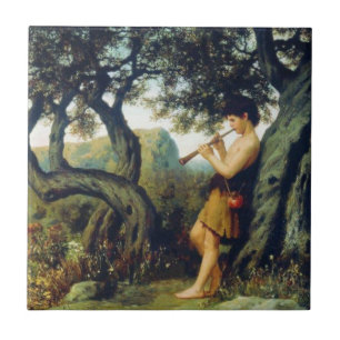 Carreau Un Berger Grec Ancien Jouant De La Musique