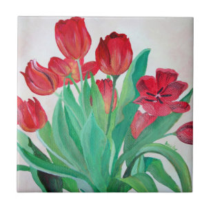 Carreau Un bouquet de tulipes rouges